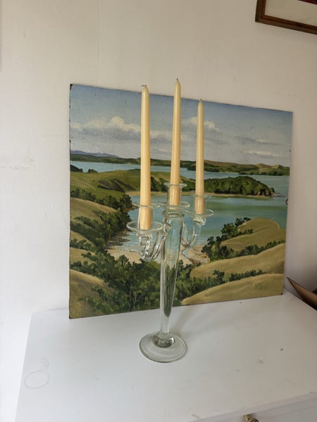 Stunning vintage glass candelabra and candles Carousel 2