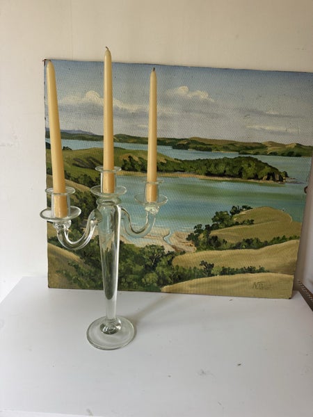 Stunning vintage glass candelabra and candles Carousel 3