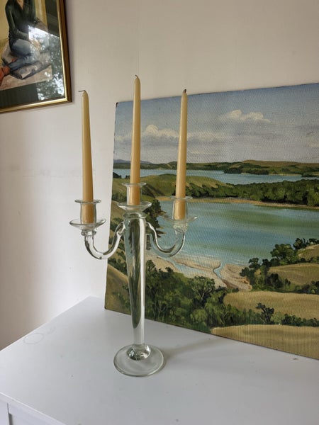 Stunning vintage glass candelabra and candles Carousel 1