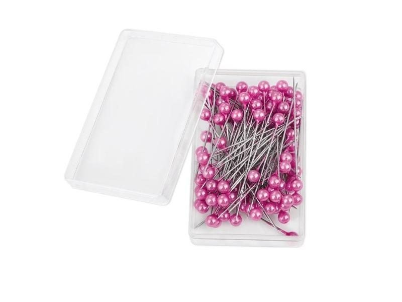 100Pcs/Box 38cm Colorful Round Pearl Head Needles Stitch Straight Push Sewing Carousel 1