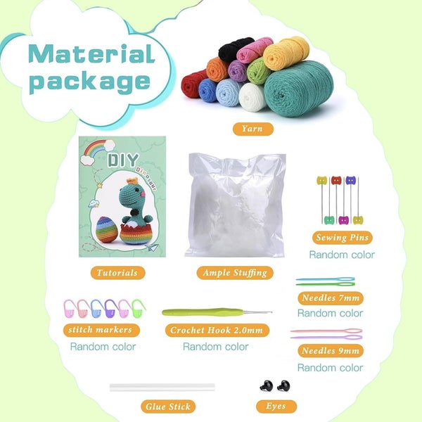 Dinosaur Crochet Kit for Beginners with Step-by-Step Video Tutorials Carousel 6