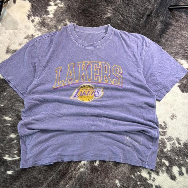 Mitchell and Ness Purple & yellow vintage Los Angeles Lakers cotton tee Size XL Carousel 1