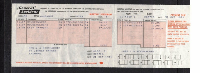 (m) General Accident Insurance Statement 1971 Carousel 1