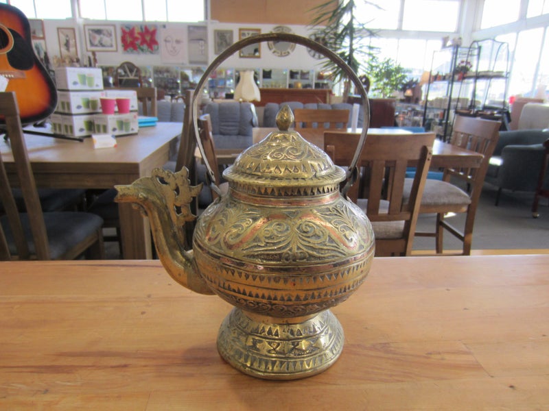 Ornamental Indian Brass & Copper Tea Pot Carousel 1
