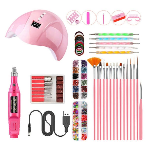Nail Art Care Set Acrylic Powder Nail Dryer LED Lamp Manicure DIY Brush Kit Nail Carousel 1