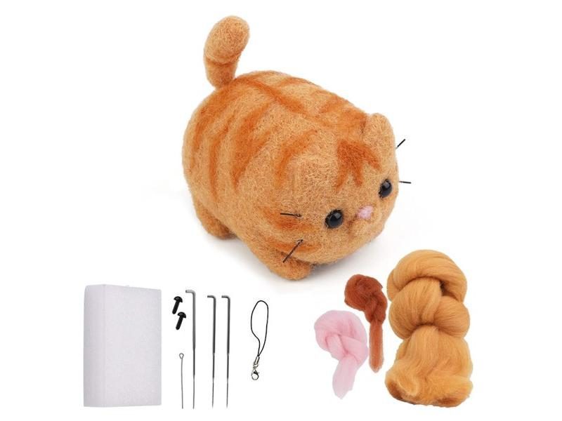 No Finish DIY Handmade Cute Siamese Maine Cat Pug Bulldog Animal Wool Needle Carousel 1