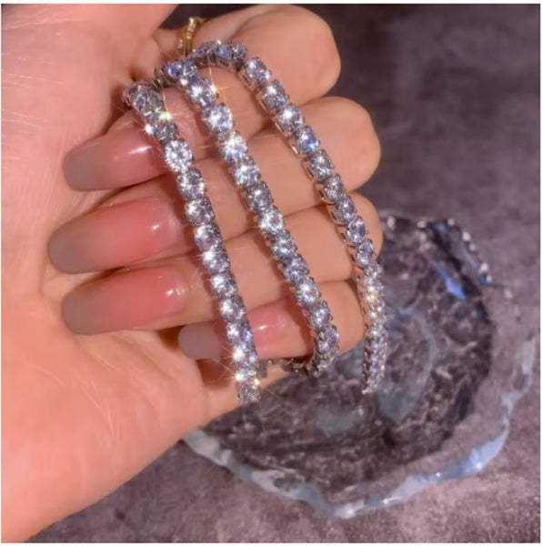 50 cms 5A Zircon 4mm Tennis NECKLACE in .925 Sterling Carousel 1