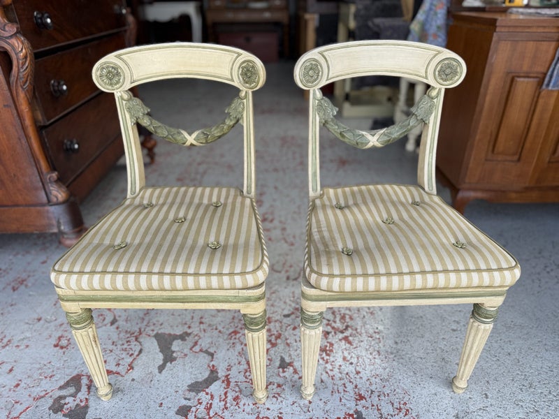 PAIR French Circa 1950's Empire Style Side Chairs Carousel 2
