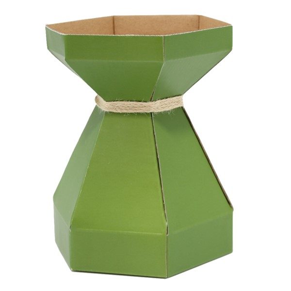 Flat Pack Transportable Vase with Plastic Liner Small Round in Moss Pk/10 Carousel 1