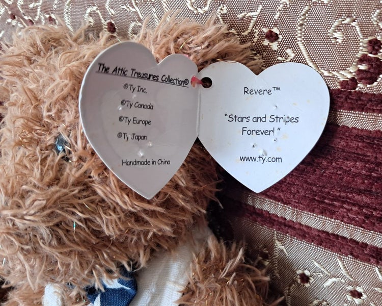 TY Beanie Bears x 2 -TEDDY 100yr Celebration Bear with Gold Medal & REVERE Bear Carousel 5