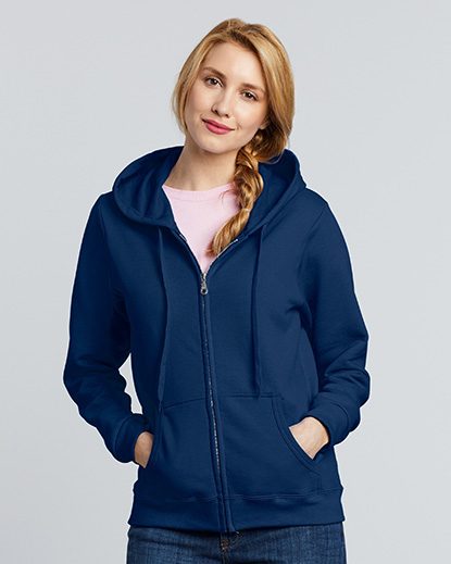 Gildan Heavy Blend Ladies' Full Zip Hooded Sweatshirt, Hooded, Plain Hooded Carousel 1