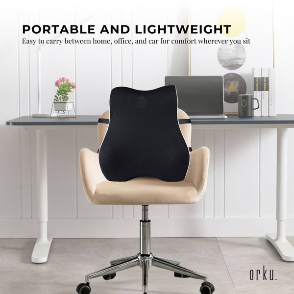 Orku Ergonomic Lumbar Cushion - Memory Foam Back Support Car Office Gaming Chair Carousel 8