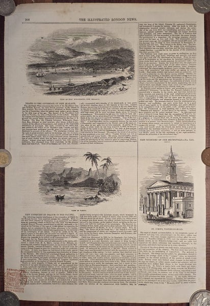 1842 Original Wellington & Tahiti Engravings - Illustrated London News Carousel 1