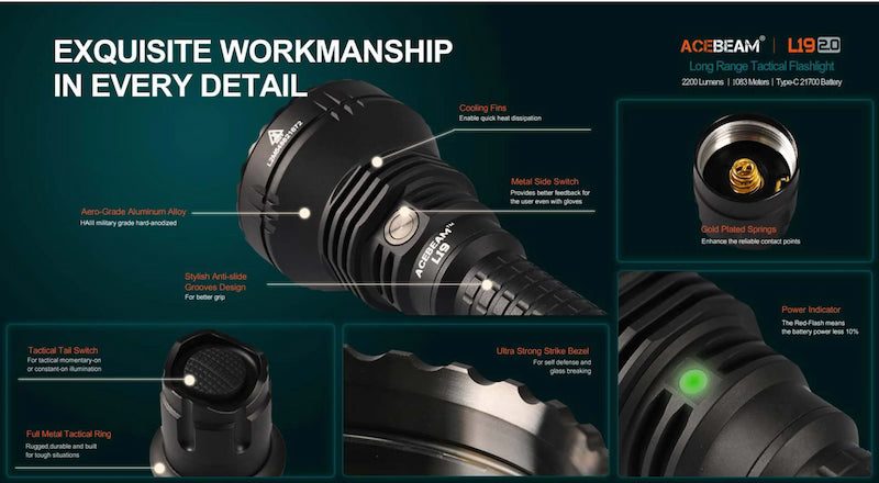 Acebeam L19 2.0 Long Range Flashlight Carousel 12