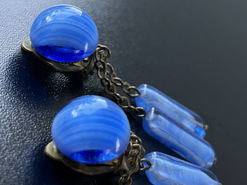 antique art glass drop earrings clip backs Germany Carousel 2