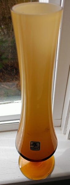 Spectacular 'Erica' Portugal Butterscotch Art Glass Retro Stem Vase Carousel 2