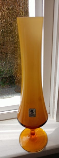 Spectacular 'Erica' Portugal Butterscotch Art Glass Retro Stem Vase Carousel 3