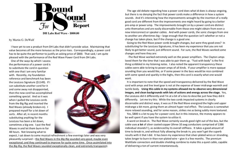 DH LABS Red Wave AC cable 6.5m ($1800 value) Carousel 3