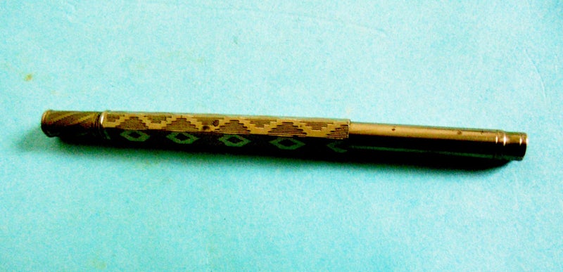 RARE VICTORIAN RETRACTABLE SILVERED BODY GLASS DIP PEN Carousel 5