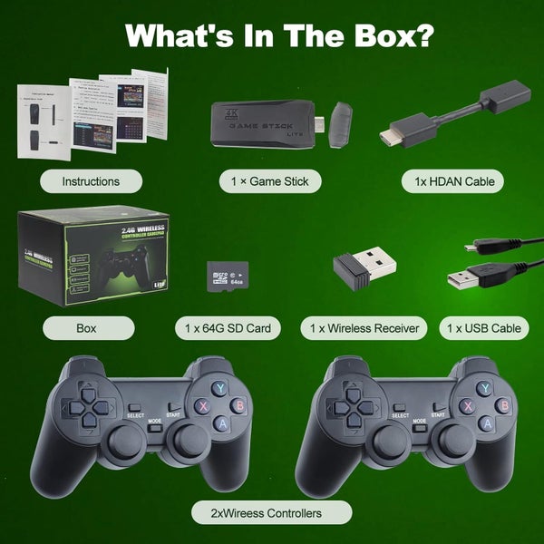 NZ Stock M8 Retro Game Stick 9 Emulators 20000+ Games 4K HDMI with 2X Controller Carousel 7