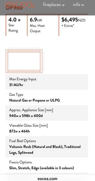 Escea df960 Gas fire Carousel 2