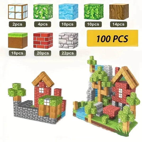 100 PCS Magnetic Cube Block Set Construction Toy Carousel 1