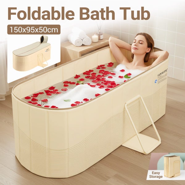 Large Foldable Bath Tub Soaking Freestanding Bathroom Portable Shower Spa Cover Carousel 1