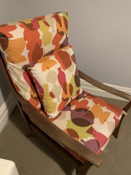 Original mid century Don Chair recovered in fabulous linen fabric Carousel 2
