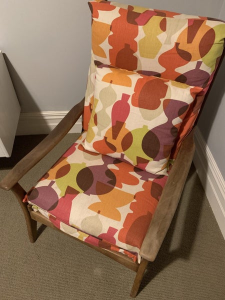 Original mid century Don Chair recovered in fabulous linen fabric Carousel 3