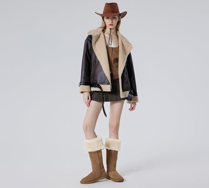 EVERAU(R) UGG Boots Women Double Faced Sheepskin Wool Tall Button Over-Knee J... Carousel 2