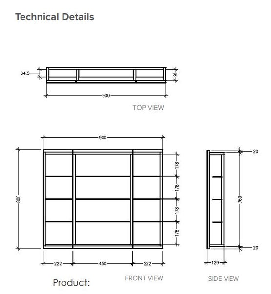 900 AVON MIRROR CABINET (3 DOOR) IN NEW OAK NOIR Carousel 1