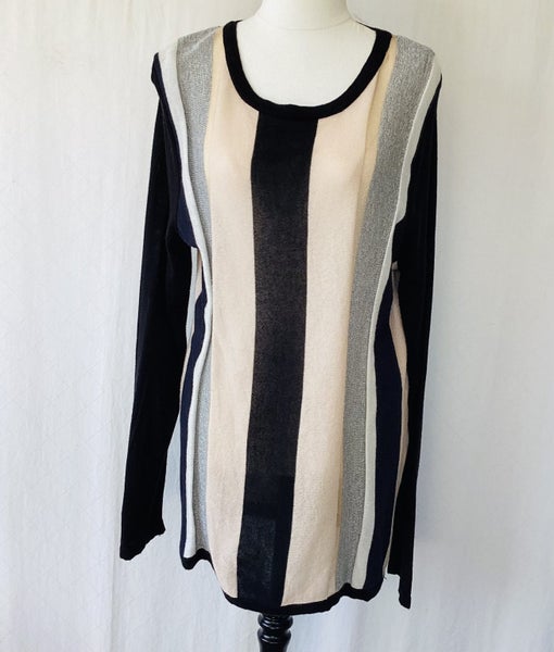 Whistle Jumper Light-med weight Cotton x knit blush silver gold & black L VGC Carousel 1