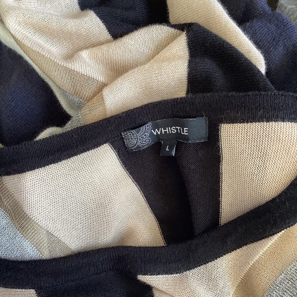 Whistle Jumper Light-med weight Cotton x knit blush silver gold & black L VGC Carousel 7