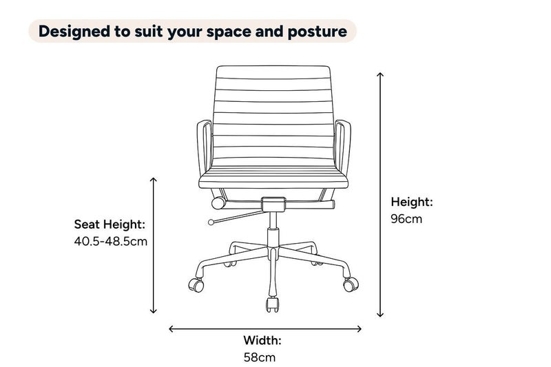 Matt Blatt Eames Replica Low Back Leather Office Chair (Black/Black) Carousel 10