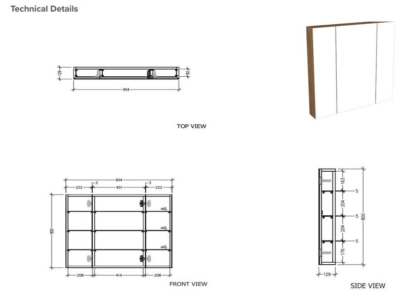 900 AVON MIRROR CABINET - WASHED OAK Carousel 1