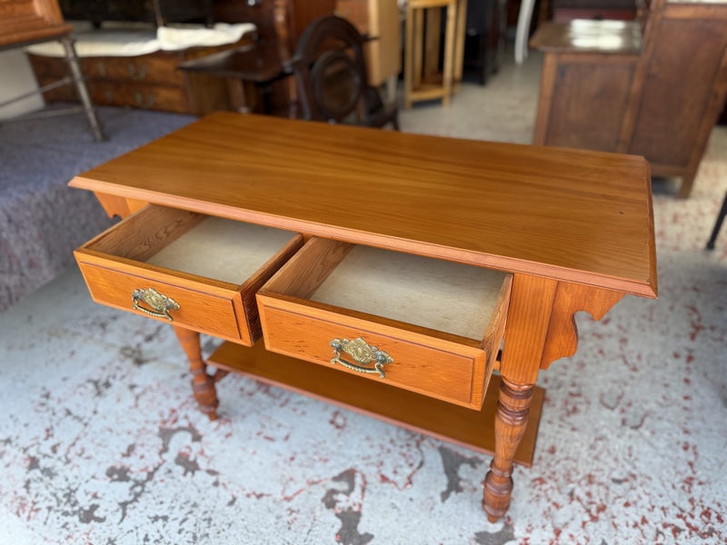 NZ Circa 1980's Solid Kauri Side Table or Console Table Carousel 2