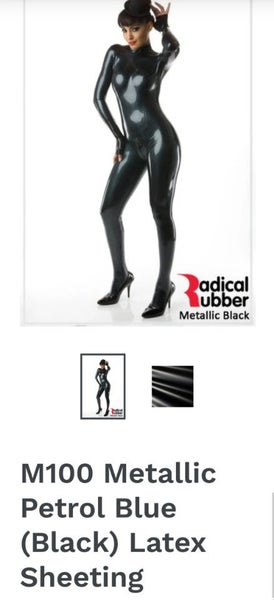 20% OFF 48 hour SALE ~ 2 Metres METALLIC (BLACK) PETROL BLUE LATEX SHEETING UK Carousel 2