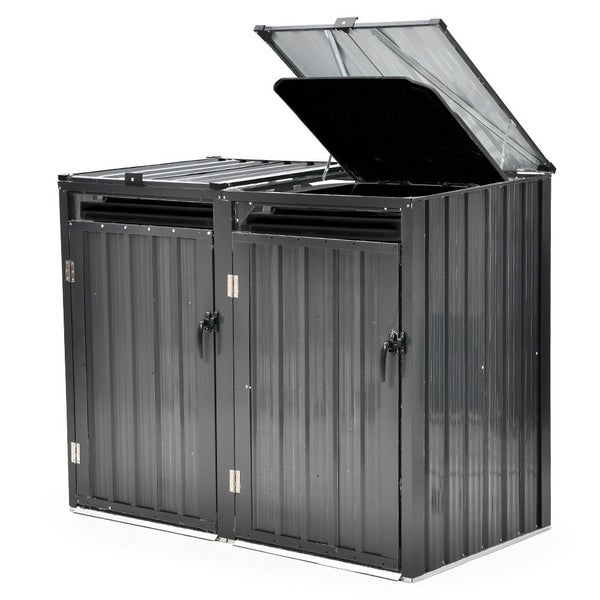 Plantcraft Double Steel Wheelie Garbage Bin Storage Shed Enclosure With 2 Openin Carousel 8