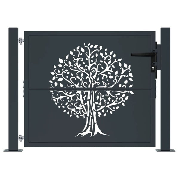 Garden Gate Anthracite 105X105 Cm Steel Tree Design Optopp Carousel 2