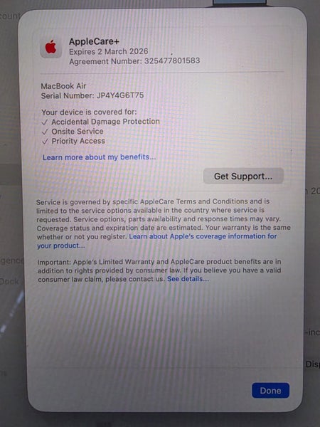 MacBook Air M2 (2022) – 16 GB RAM | 2 TB SSD | AppleCare+ Mar 2026 Carousel 1