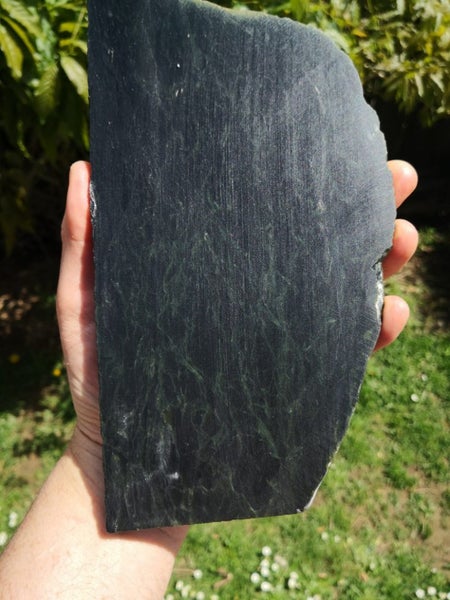 Pounamu greenstone carving big dark Translucent Tiki slab Carousel 1
