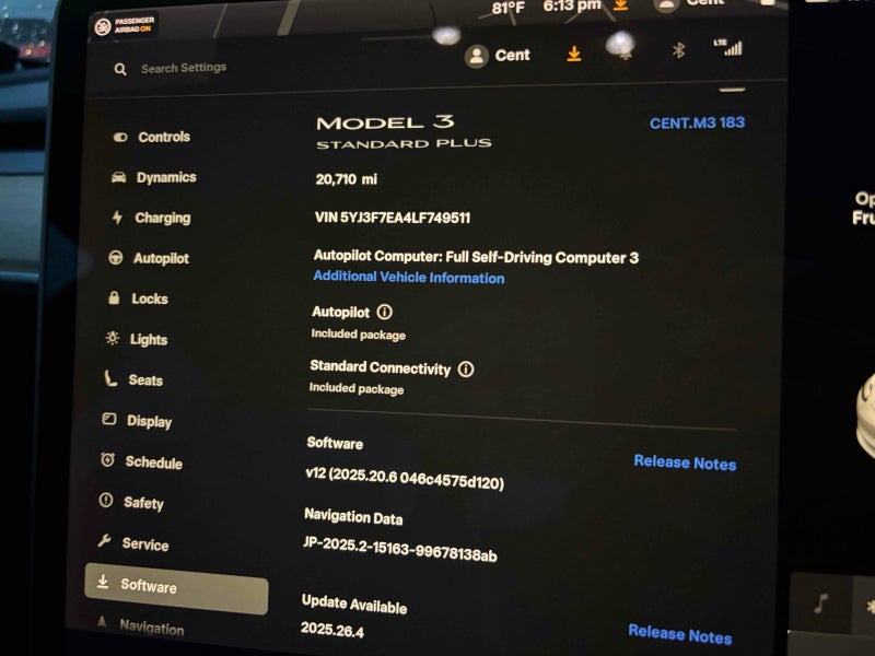 2020 Tesla Model 3 STANDARD RANGE PLUS LOW KM!64141743153409113