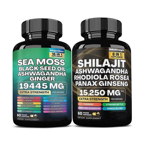 Shilajit Sea Moss Ashwagandha Black Seed Oil Ginger Vitamin D3 Vitamin C Carousel 1