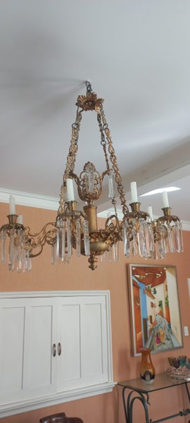 Mercury Gilded Chandelier with cut glass 1825-1850 Carousel 2