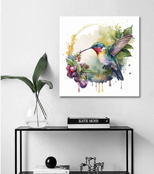 Framed $1 RESERVE 1 Panel Canvas Art Print - Hummingbird Carousel 3