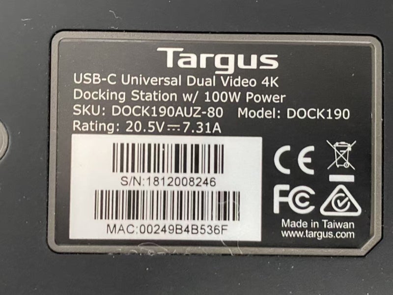Targus USB-C Universal Dual Video 4K Docking Station 100W Dual HDMI Dual DP Carousel 8