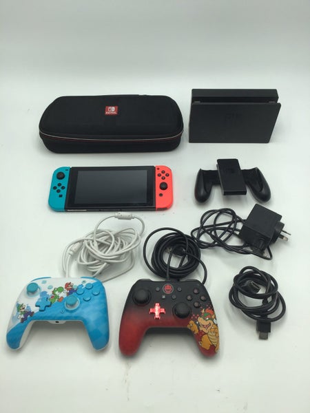 * Red/Blue Nintendo Switch V2 Console w/ Case, 12GB SD & 2 extra Controllers! * Carousel 1