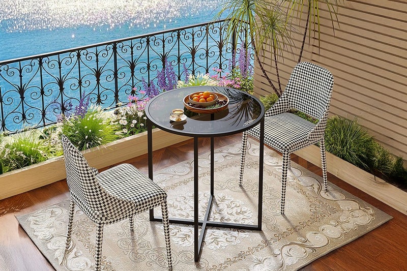 OTIS D68 Tempered Glass Top Dining Table/Bar Table (Black) Carousel 1
