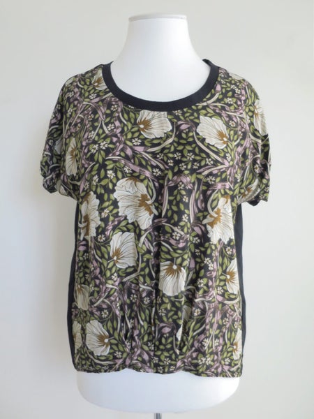 CHALK (NZ) *Designer Gorgeous Florals Viscose & Contrast Summer Top* 12/14 Carousel 1