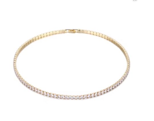 50 cms 5A Zircon 4mm Tennis NECKLACE in .925 Sterling Carousel 5